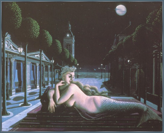 Paul Delvaux - Sirène à la pleine lune