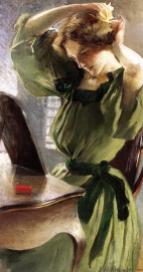 Alexander John White 1856-1915 - Jeune femme arrangeant ses cheveux