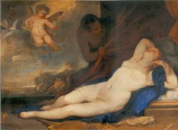 Luca-Giordano - Vénus endormie avec Cupidon et Satyre