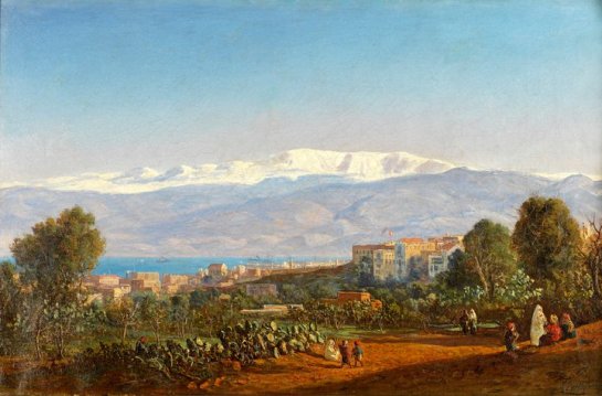 Louis Lottier - Vue générale de Beyrouth depuis Wadi Abou Jémil - 1860
