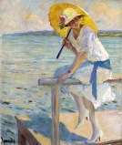 Edward Cucuel (américain 1875-1954) - - The yellow parasol