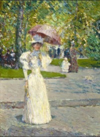 Frederick Childe Hassam - Femme à l'ombrelle dans un parc 1891