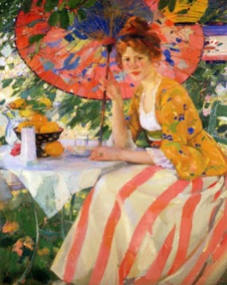 Karl Albert Buehr -german-painter - Jeune fille à l'ombrelle -1910-