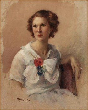 Fernand Toussaint (1873-1956) - Jeune femme à la rose