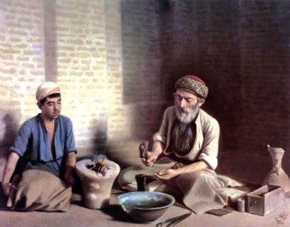Mohammad Ghaffâri (Kamâl-ol-Molk) - L’orfèvre de Bagdad et son apprenti, 1902
